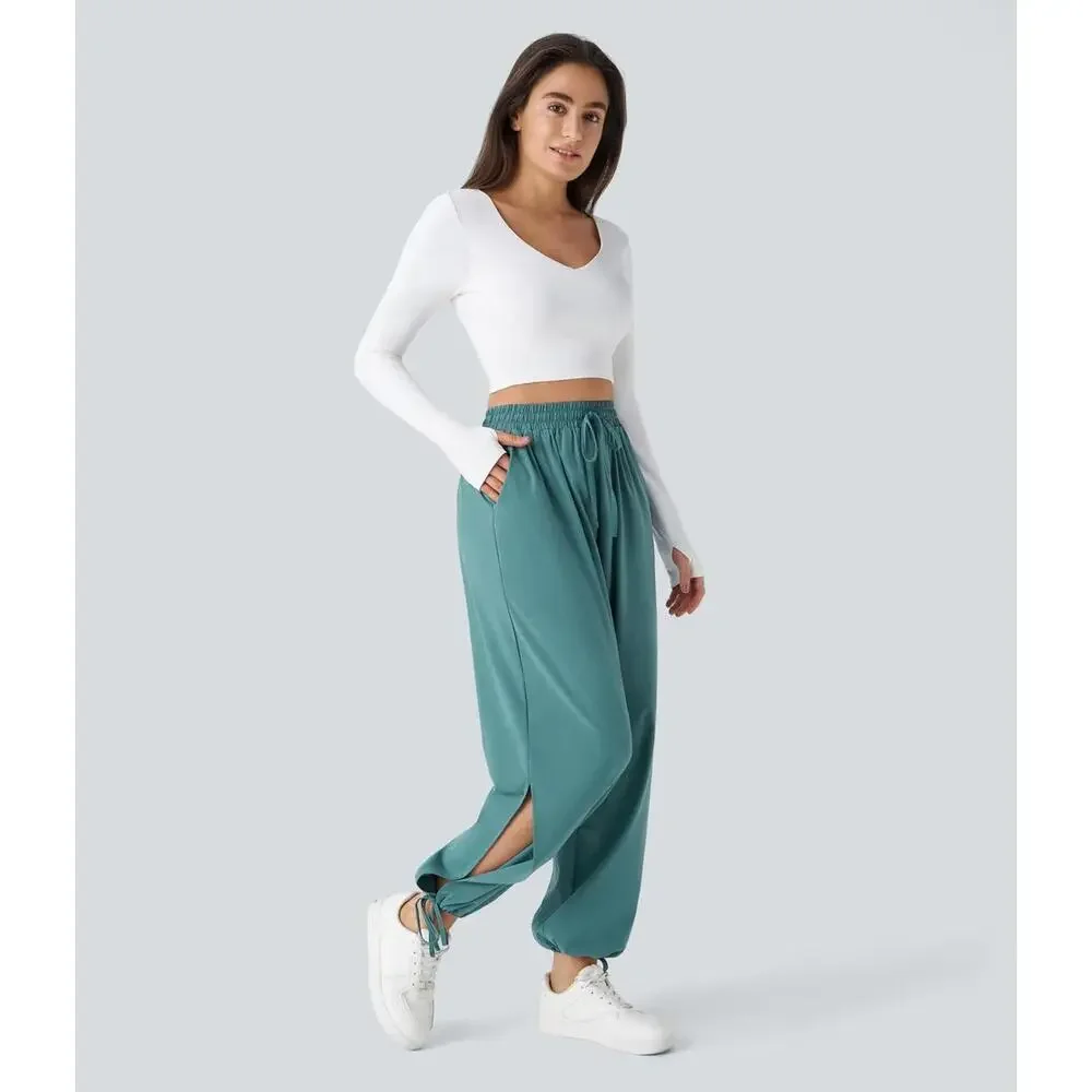 NWT Halara High Waisted Drawstring Pocket Hem Casual Joggers Mineral Blue Size L - Picture 11 of 11